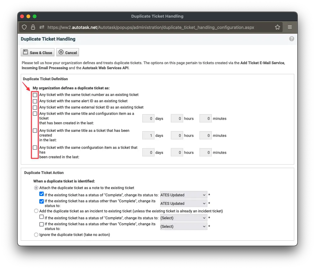 AutotaskDuplicateTicketHandlingSettingScreen